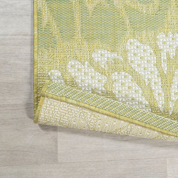 Zinnia Modern Floral Textured Weave Indoor/outdoor Runner Rug